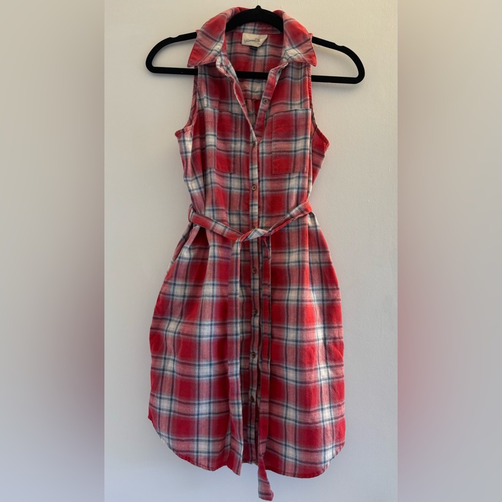 Universal Thread Plaid Collared Sleeveless Shirt Dress